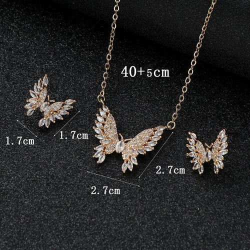 Affordable Luxury Angel Wings Butterfly Earrings & Necklace Two-Piece Set